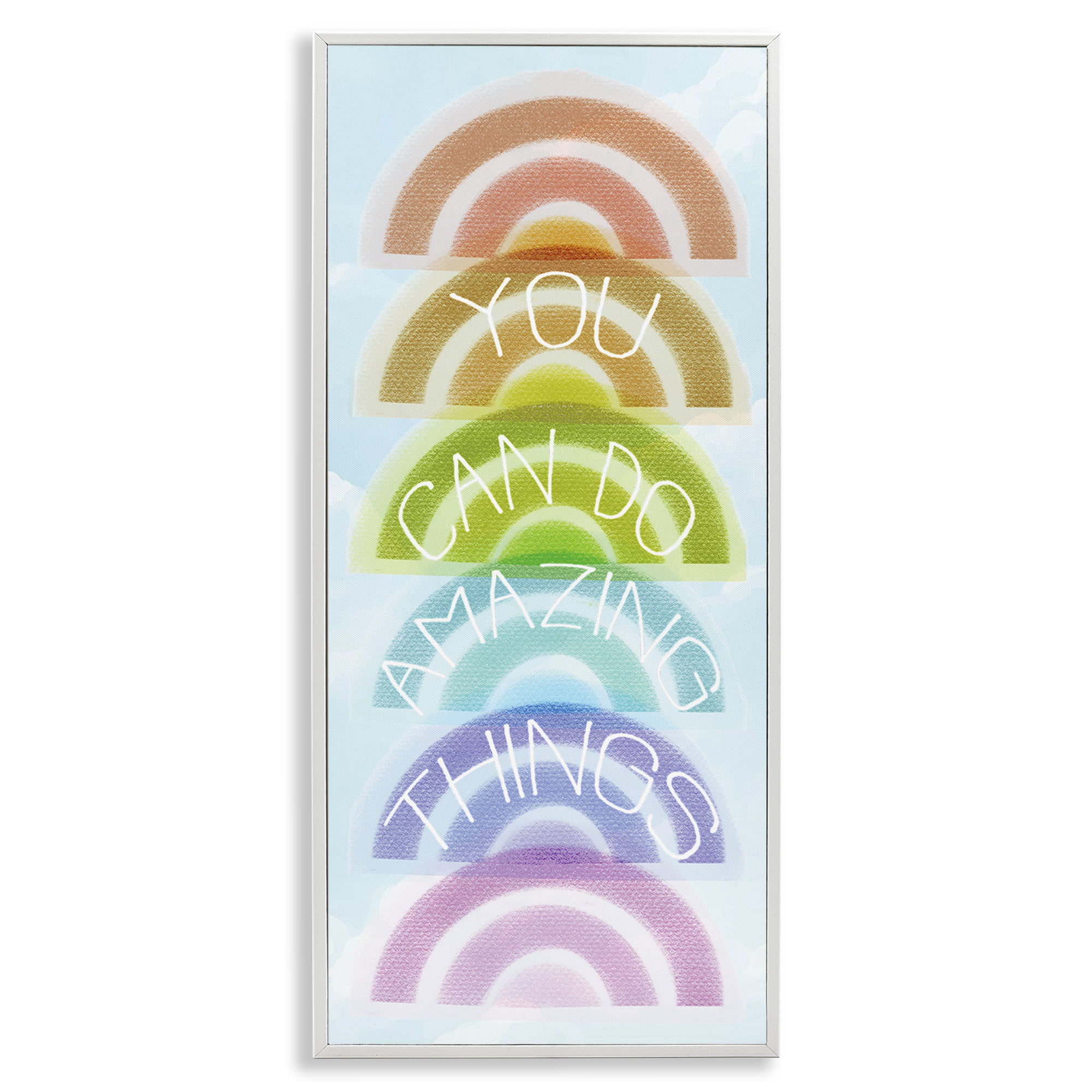 Stupell Industries Amazing Things Rainbow Encouragement White Framed Giclee Art, design by Lil' Rue
