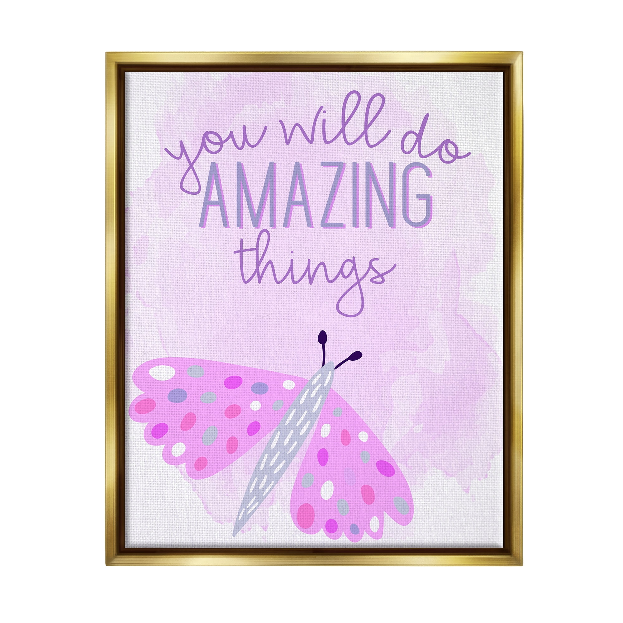 Stupell Industries Amazing Things Uplifting Phrase Animals & Insects Painting Gold Floater Framed Art Print Wall Art