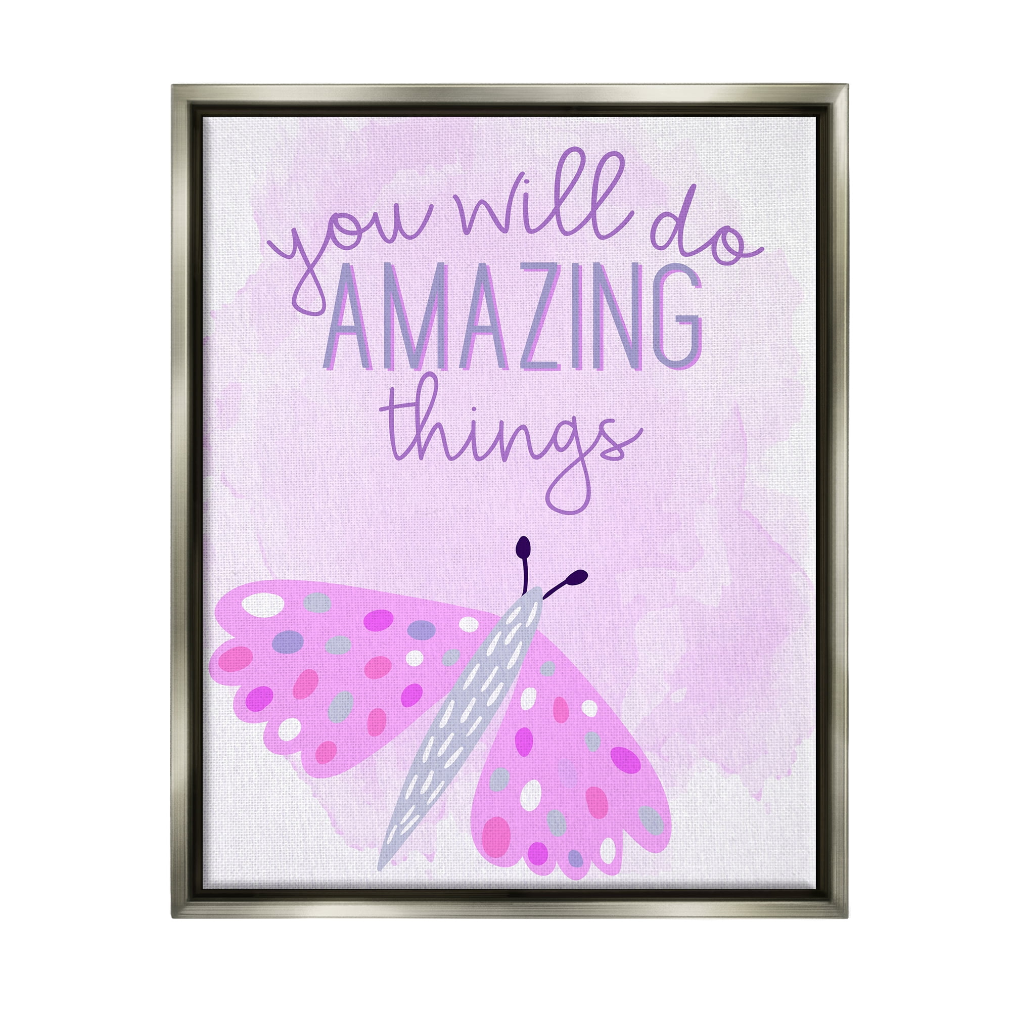 Stupell Industries Amazing Things Uplifting Phrase Animals & Insects Painting Gray Floater Framed Art Print Wall Art