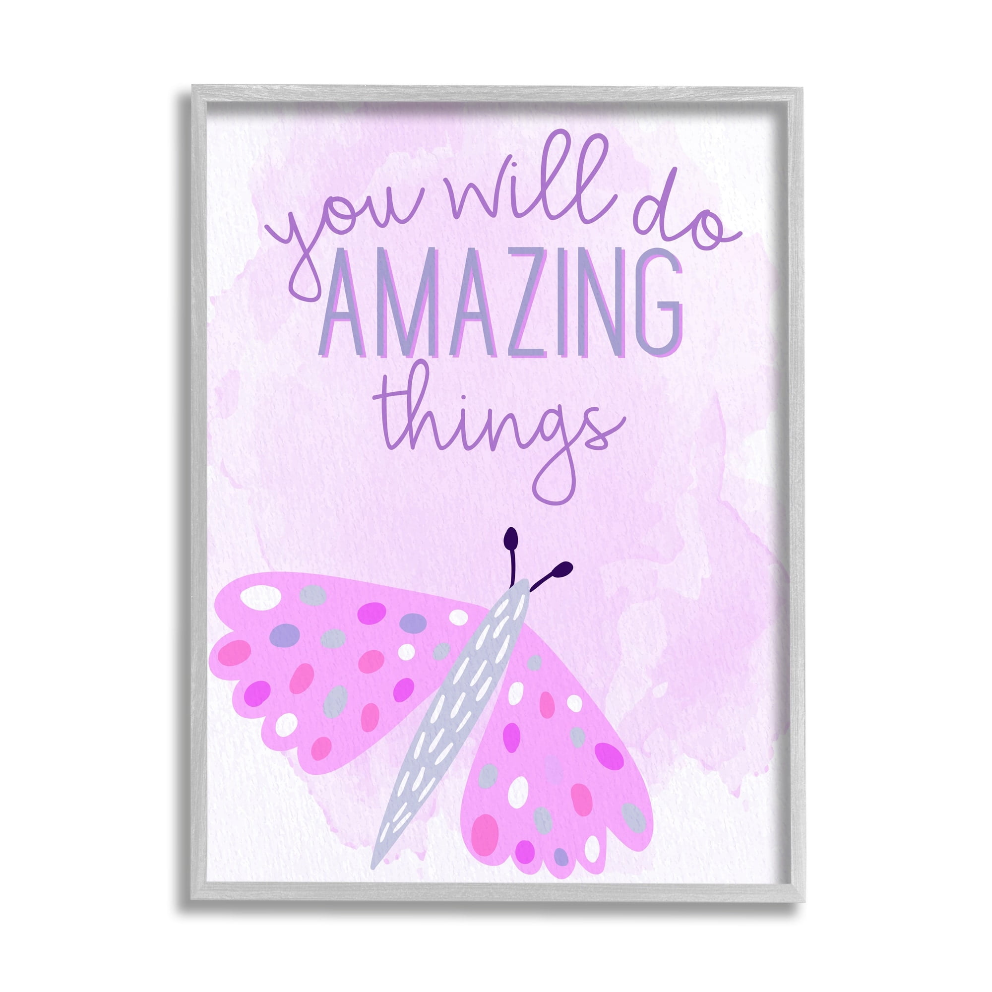 Stupell Industries Amazing Things Uplifting Phrase Animals & Insects Painting Gray Framed Art Print Wall Art