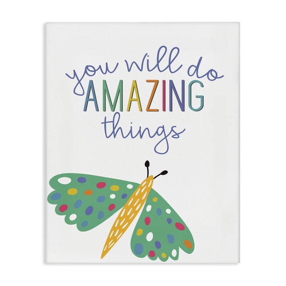 Stupell Industries Amazing Things with Dragonfly Quotes and Sayings Painting Wrapped Canvas Canvas Art Print Wall Art, 24 x 30