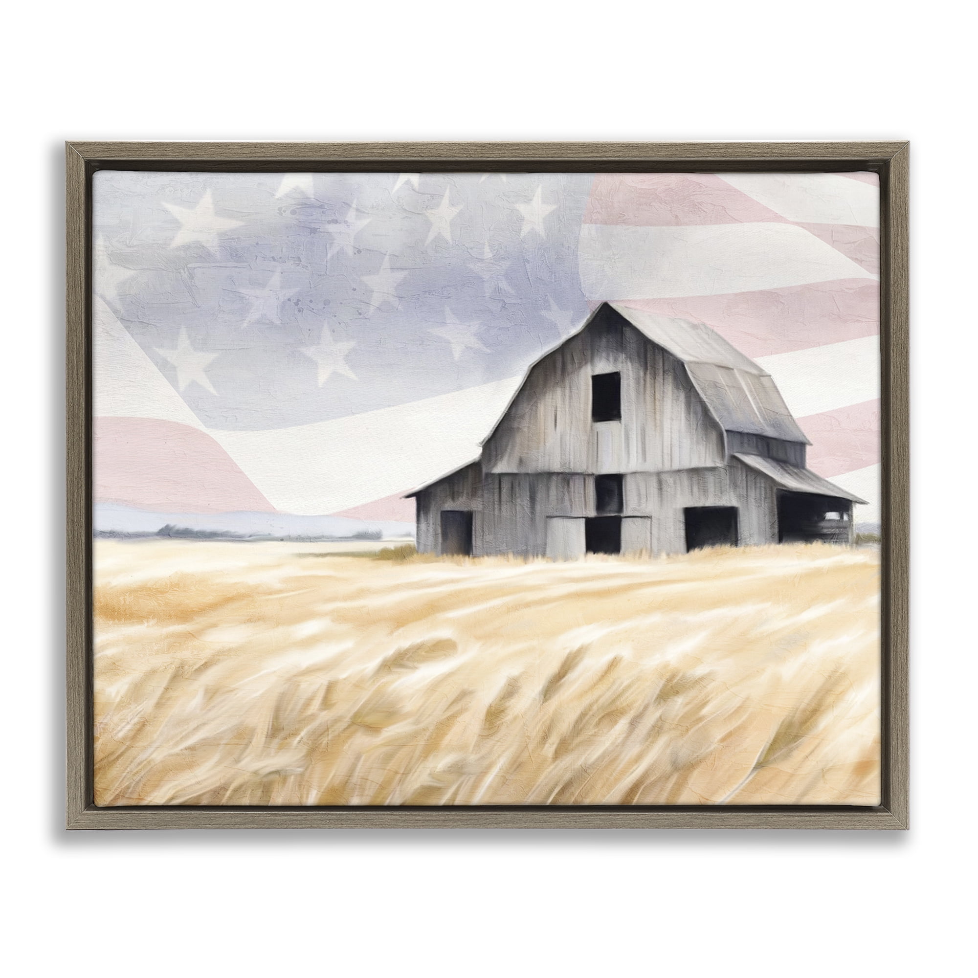 Stupell Industries Amber Waves of Farmland Brown Framed Floater Canvas Wall Art, design by Kim Allen