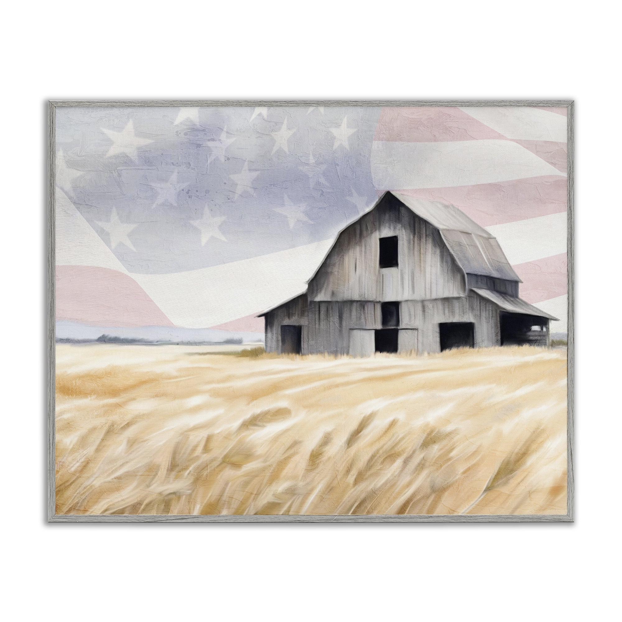 Stupell Industries Amber Waves of Farmland Gray Framed Giclee Art, design by Kim Allen