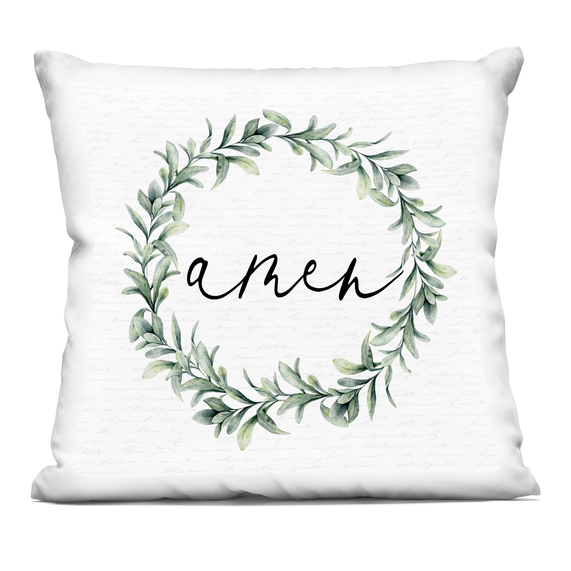 Stupell Industries Amen Botanical Wreath & Script Decorative Printed Throw Pillow, design by Lettered and Lined