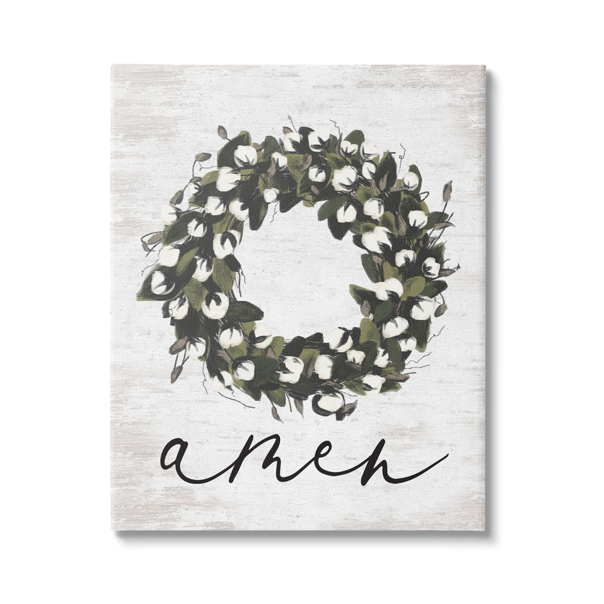 Stupell Industries Amen Country Wreath Botanical & Floral Painting Gallery Wrapped Canvas Print Wall Art, 24 x 30