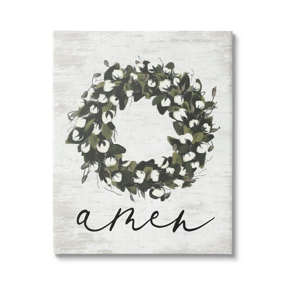 Stupell Industries Amen Country Wreath Botanical & Floral Painting Gallery Wrapped Canvas Print Wall Art, 36 x 48