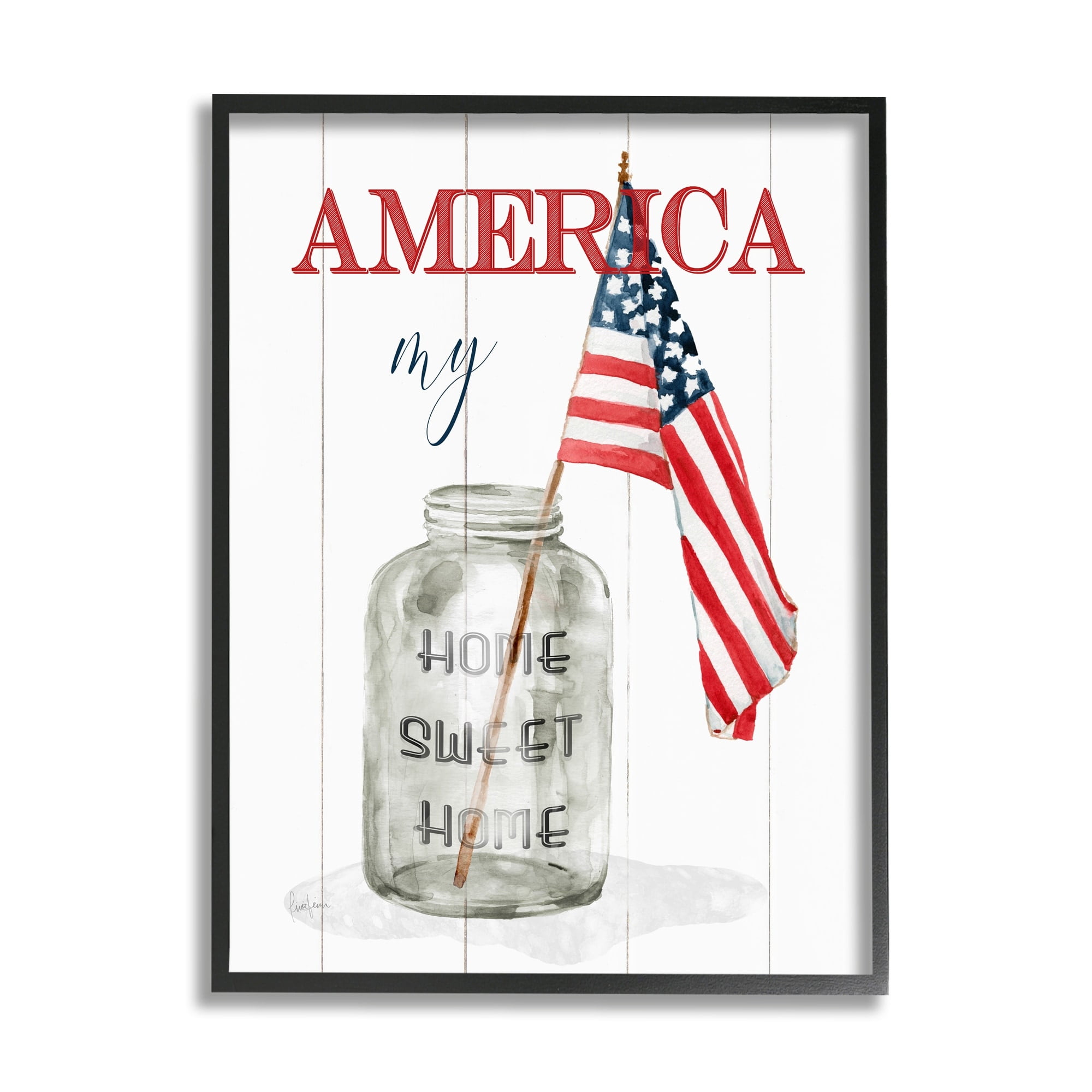 Stupell Industries America My Home Sweet Home Patriotic Country Flag, 16 x 20, Design by Livi Finn