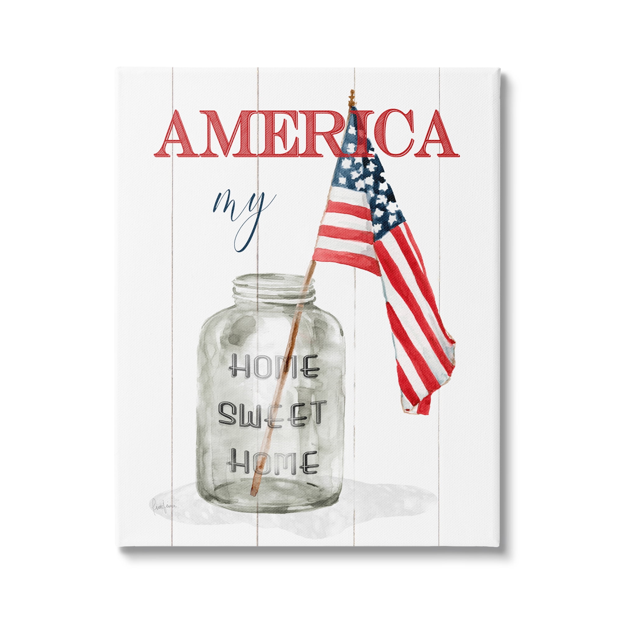 Stupell Industries America My Home Sweet Home Patriotic Country Flag, 36 x 48, Design by Livi Finn
