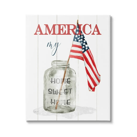 Stupell Industries America My Home Sweet Home Patriotic Country Flag, 36 x 48, Design by Livi Finn