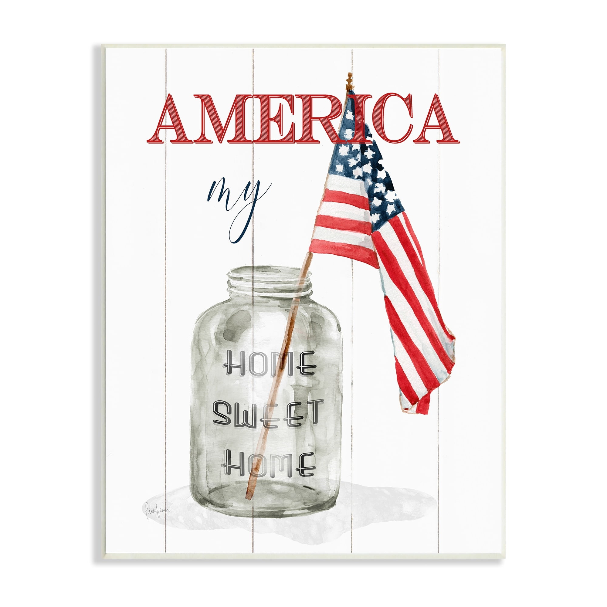 Stupell Industries America My Home Sweet Home Patriotic Country Flag Graphic Art Unframed Art Print Wall Art, 13x19, by Livi Finn