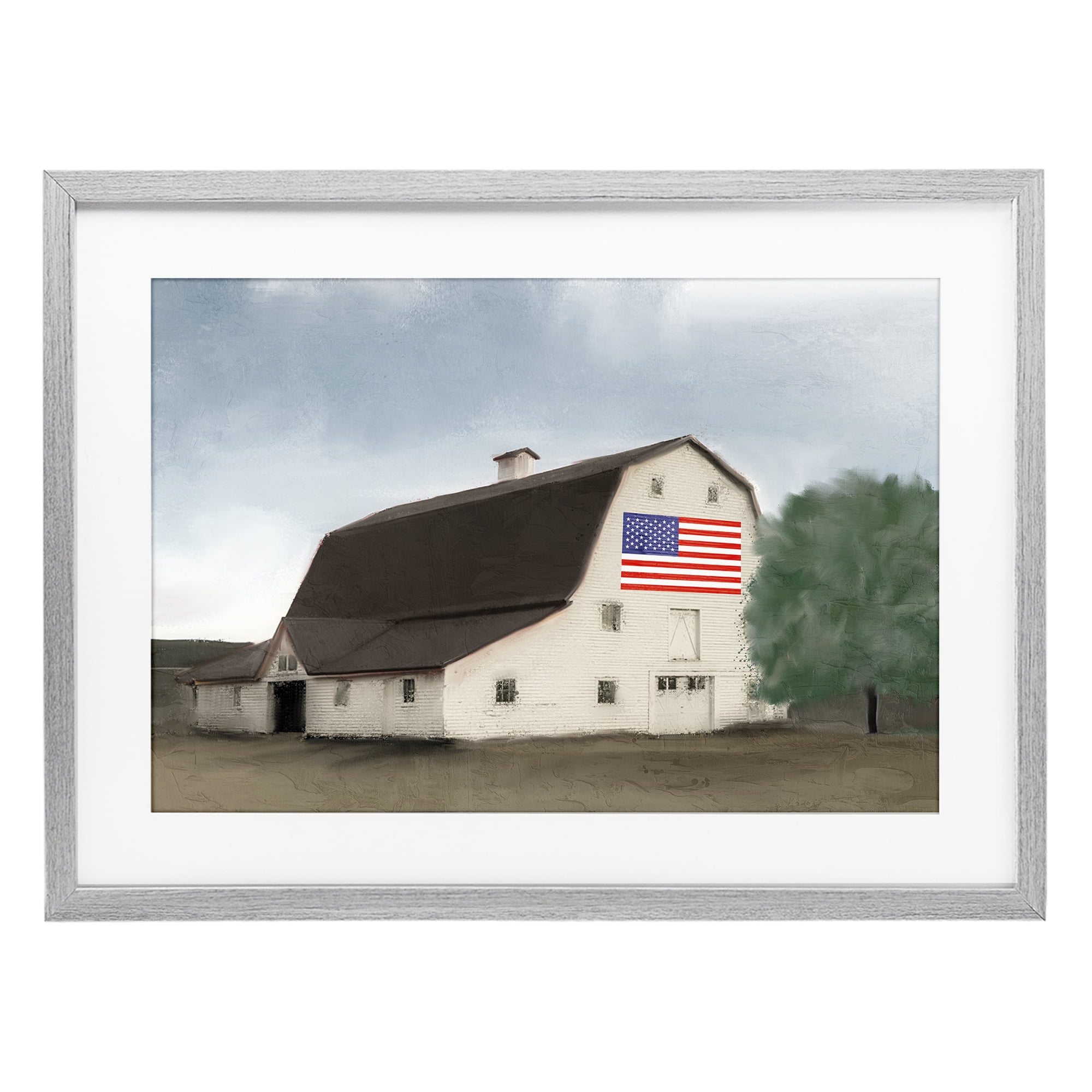 Stupell Industries American Barn Dreams Gray Framed Print Under Glass, design by Kim Allen