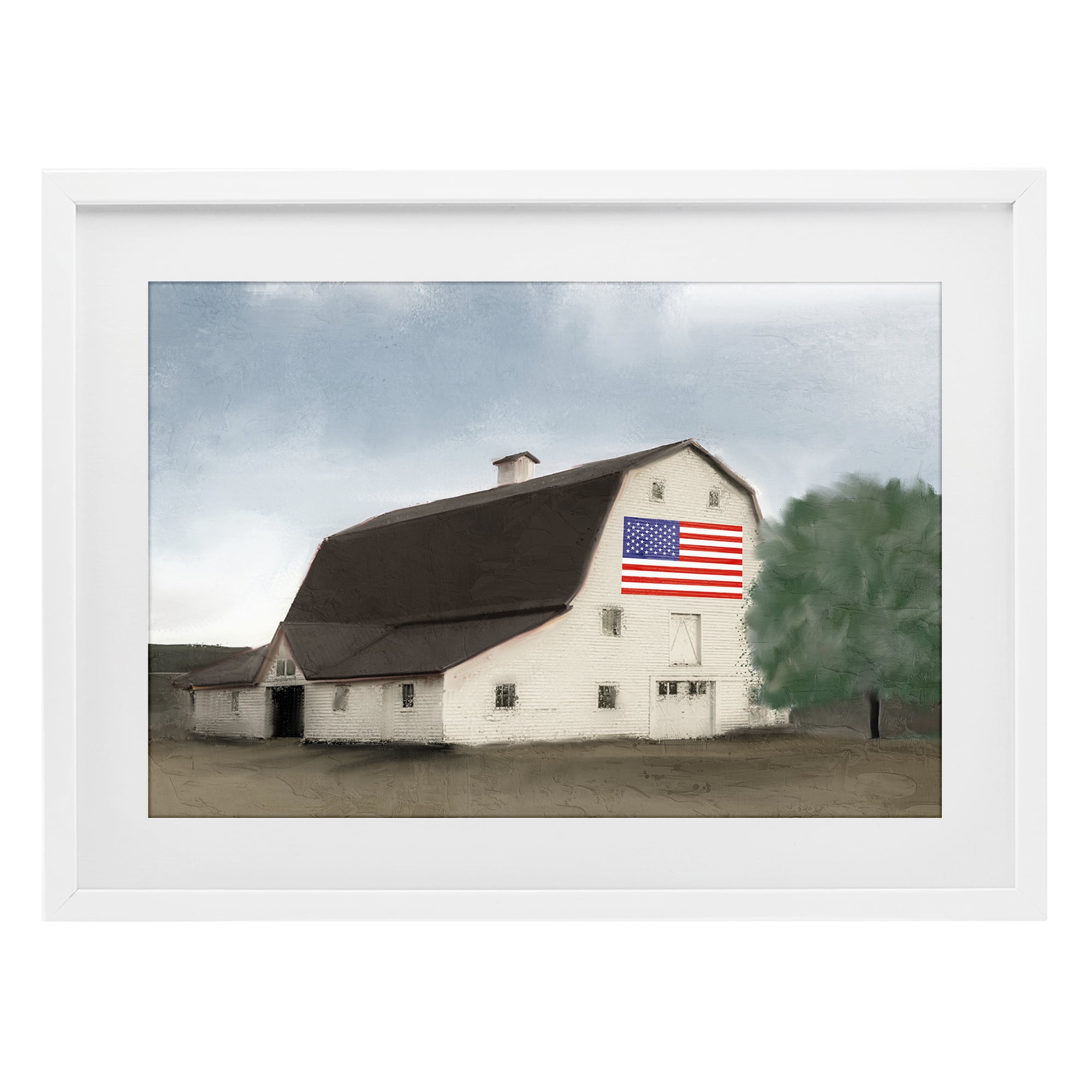 Stupell Industries American Barn Dreams White Framed Print Under Glass, design by Kim Allen