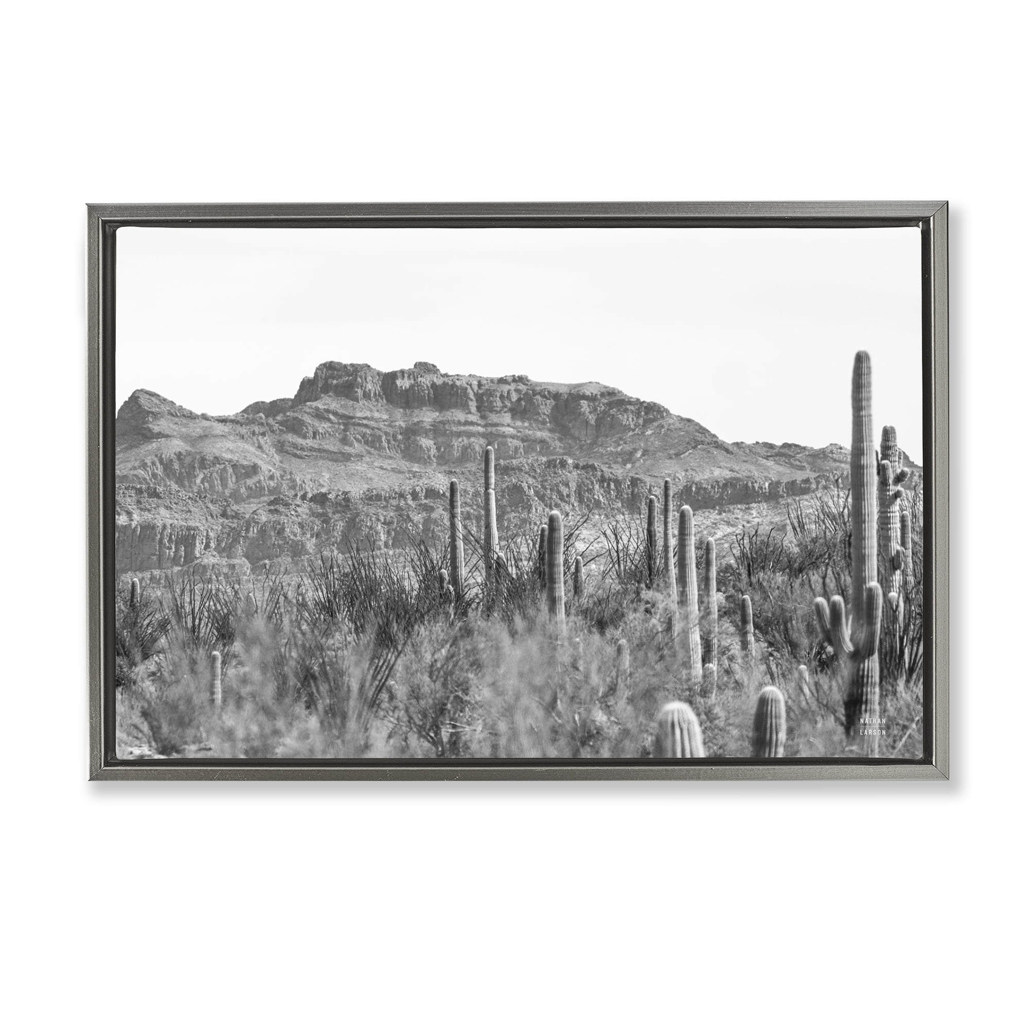 Stupell Industries American Borderlands Desertscape Landscape & Nature Photography Gray Floater Framed Canvas Art Print Wall Art, 25 x 17