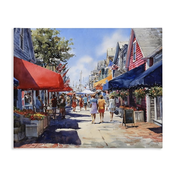 Stupell Industries Traditional American Coastal Town Stroll Canvas Art, 40 x 30, by Franklyn Gregory