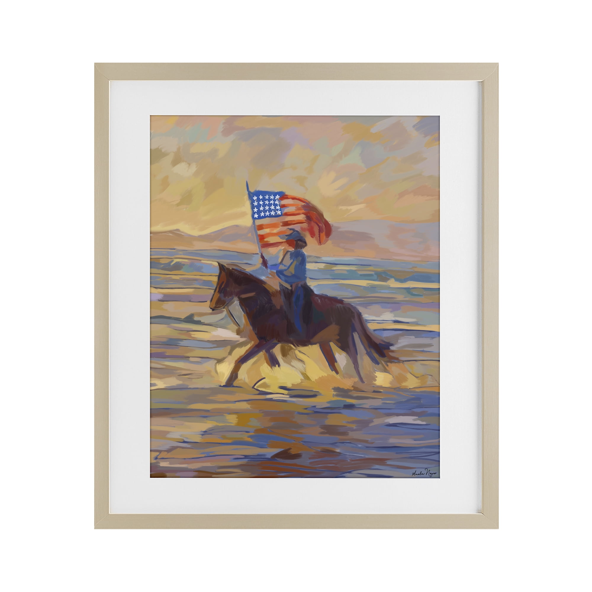 Stupell Industries American Cowgirl Abstraction Birch Framed Print Under Glass, design by Amelia Noyes