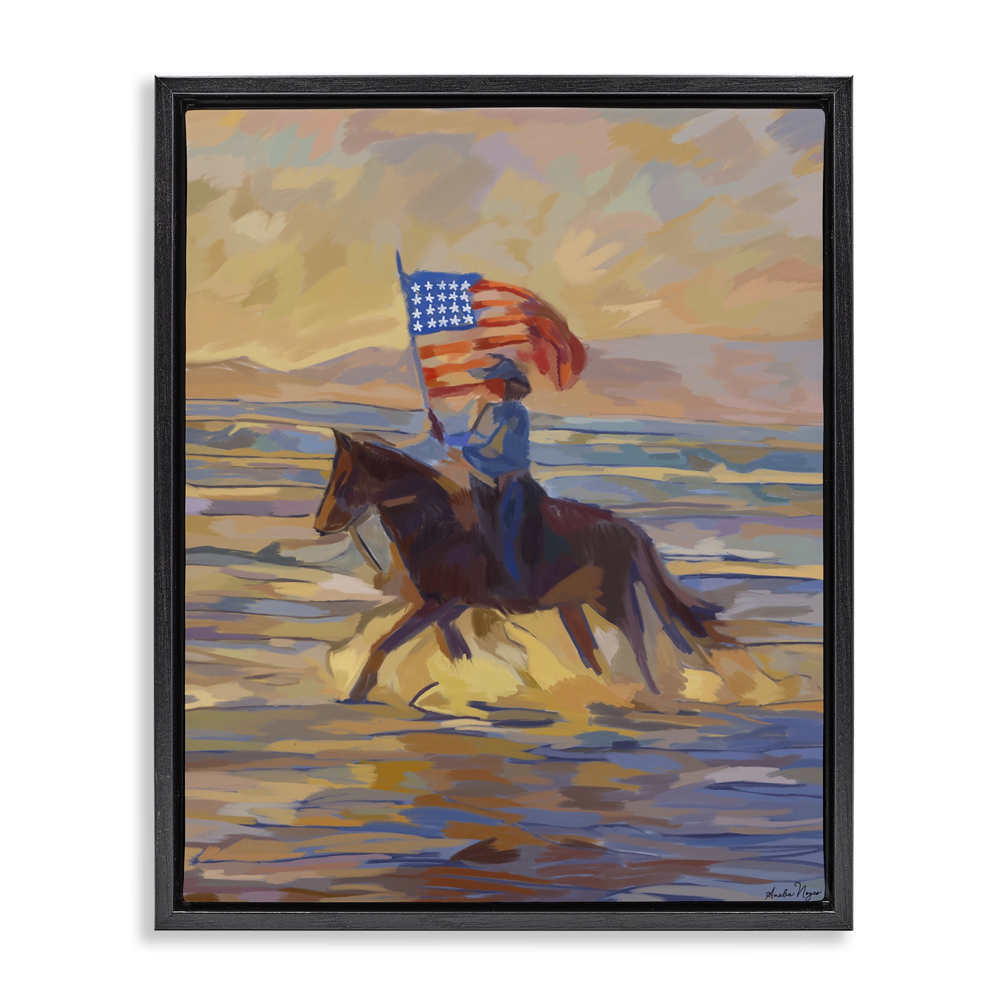 Stupell Industries American Cowgirl Abstraction Black Framed Floater Canvas Wall Art, design by Amelia Noyes