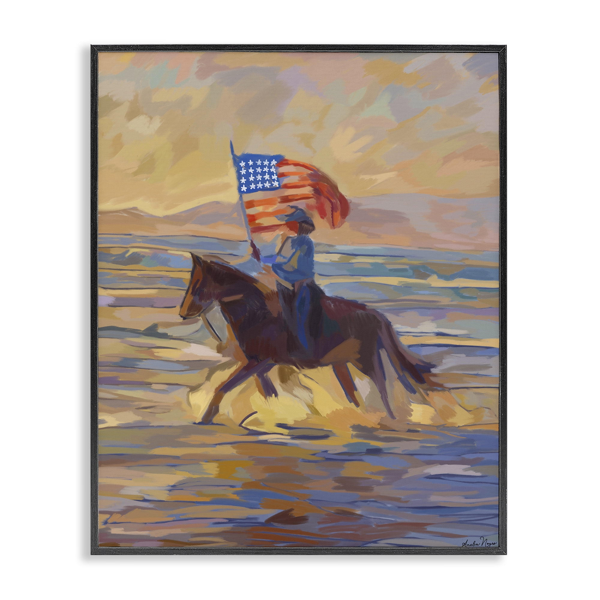 Stupell Industries American Cowgirl Abstraction Black Framed Giclee Art, design by Amelia Noyes