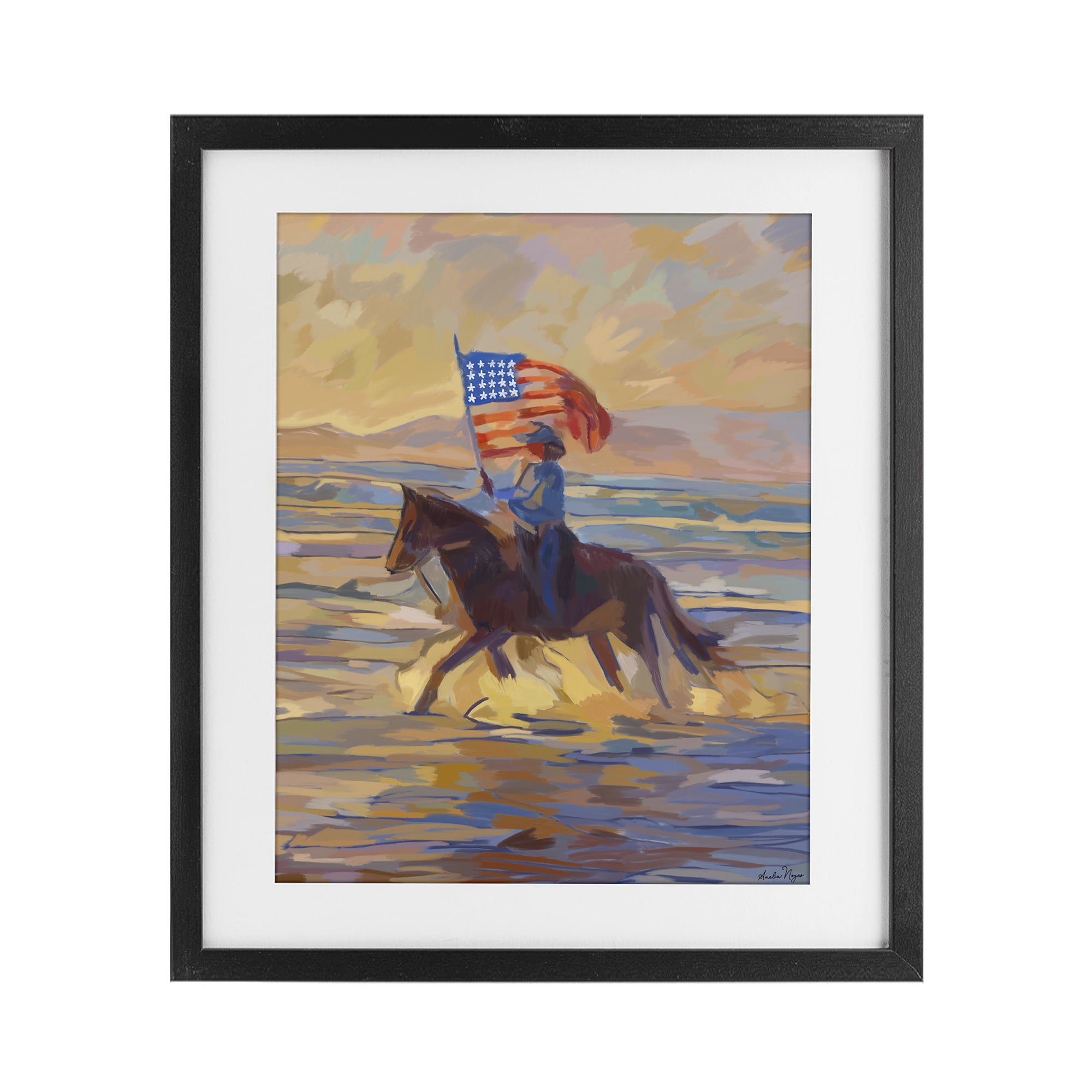 Stupell Industries American Cowgirl Abstraction Black Framed Print Under Glass, design by Amelia Noyes