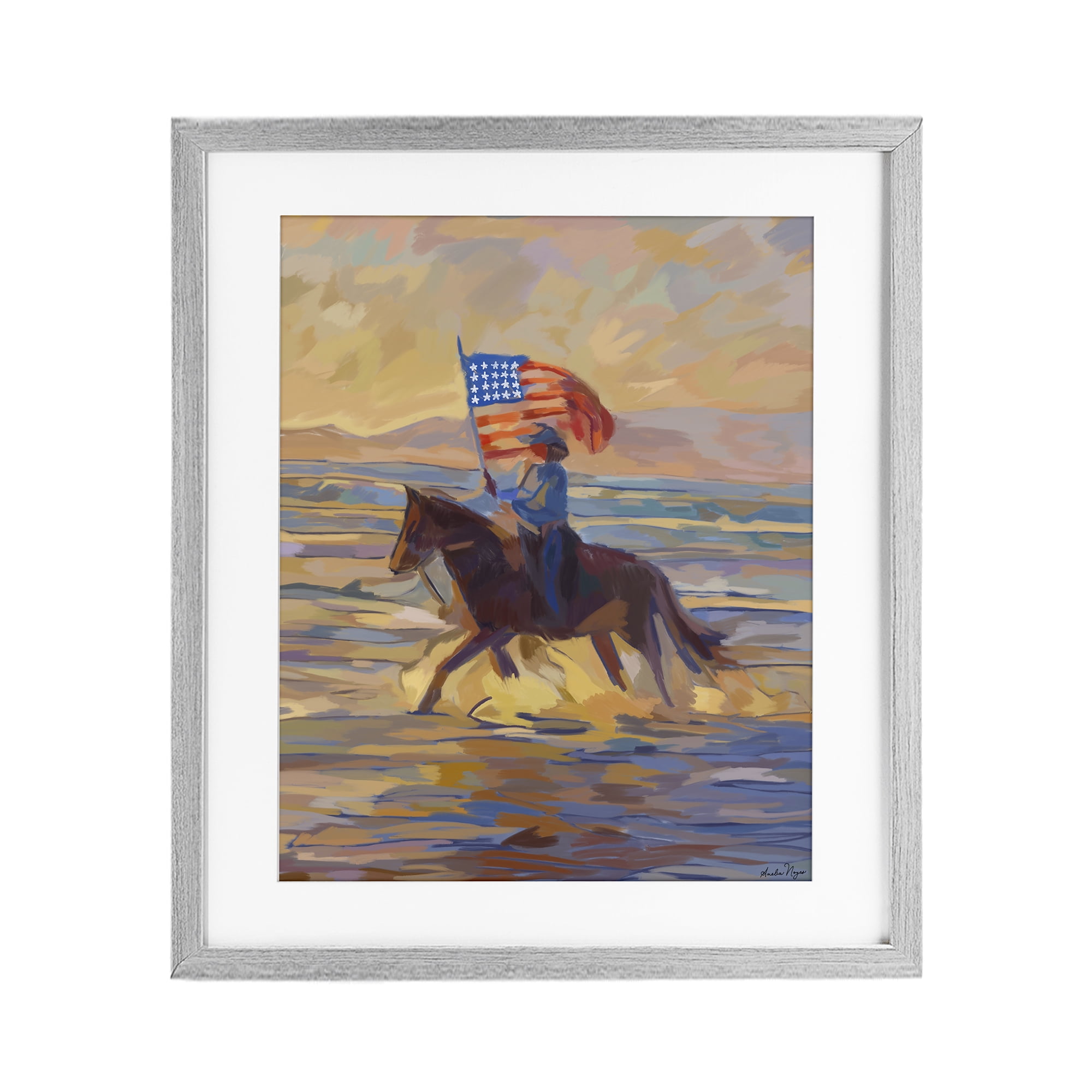 Stupell Industries American Cowgirl Abstraction Gray Framed Print Under Glass, design by Amelia Noyes