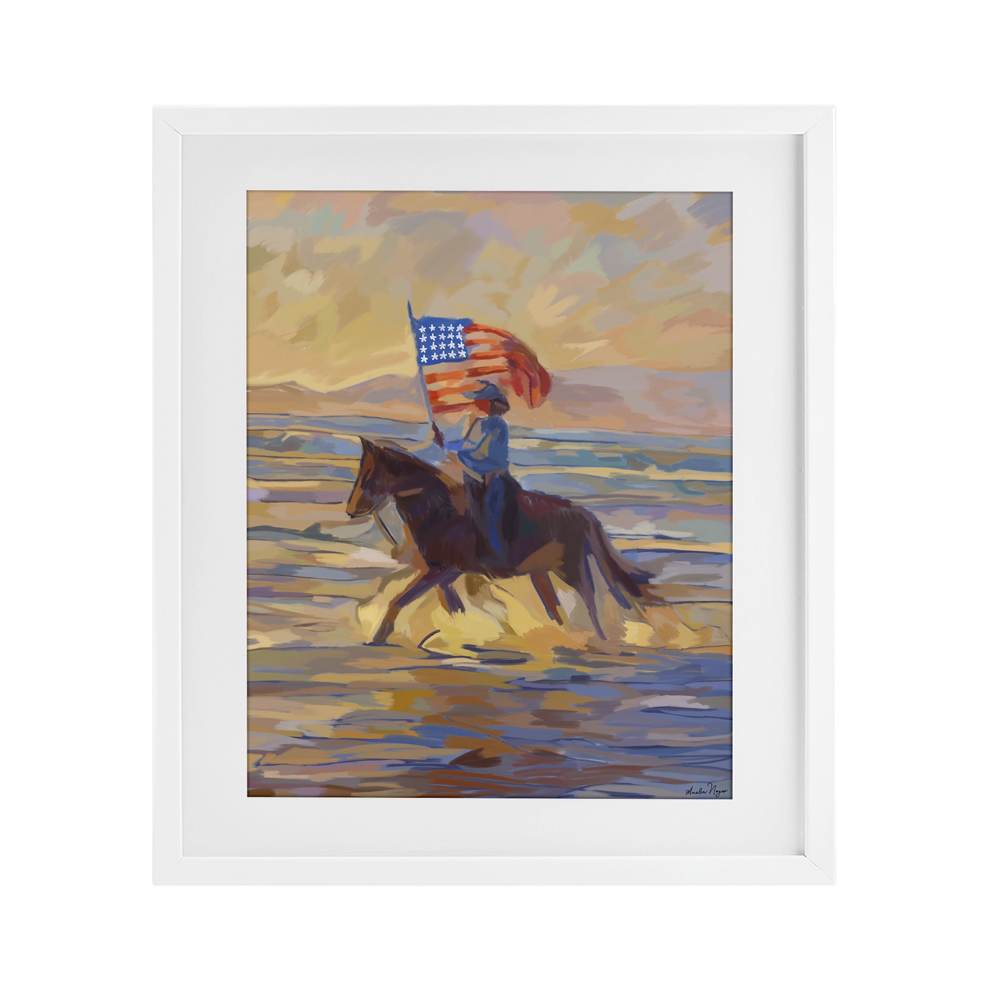 Stupell Industries American Cowgirl Abstraction White Framed Print Under Glass, design by Amelia Noyes