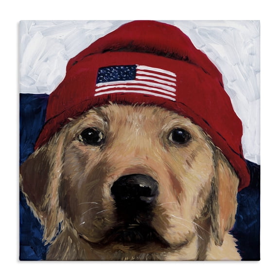 Stupell Industries American Dog in Hat Canvas Wall Art design by Wani Pasion, 17 x 17