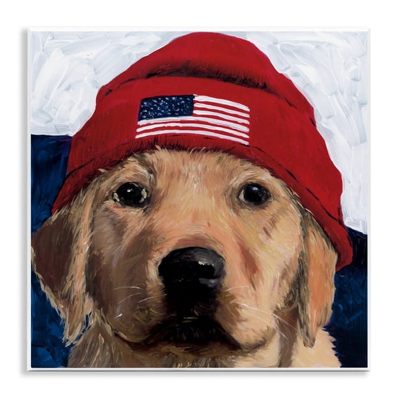 Stupell Industries American Dog in Hat Wall Plaque Art design by Wani Pasion, 12 x 12