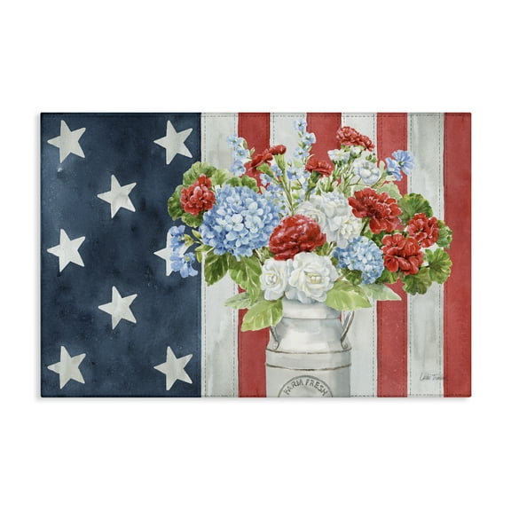 Stupell Industries American Flag Bouquet Patriotic Painting Wrapped Canvas Art Print Wall Art, 24 x 16