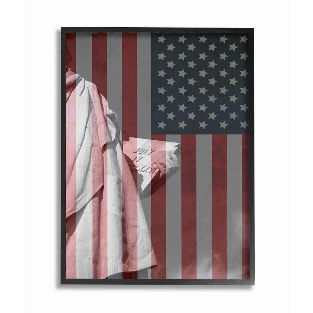 Stupell Industries American Flag USA Rustic Liberty Design Framed Giclee Texturized Art by Daniel Sproul