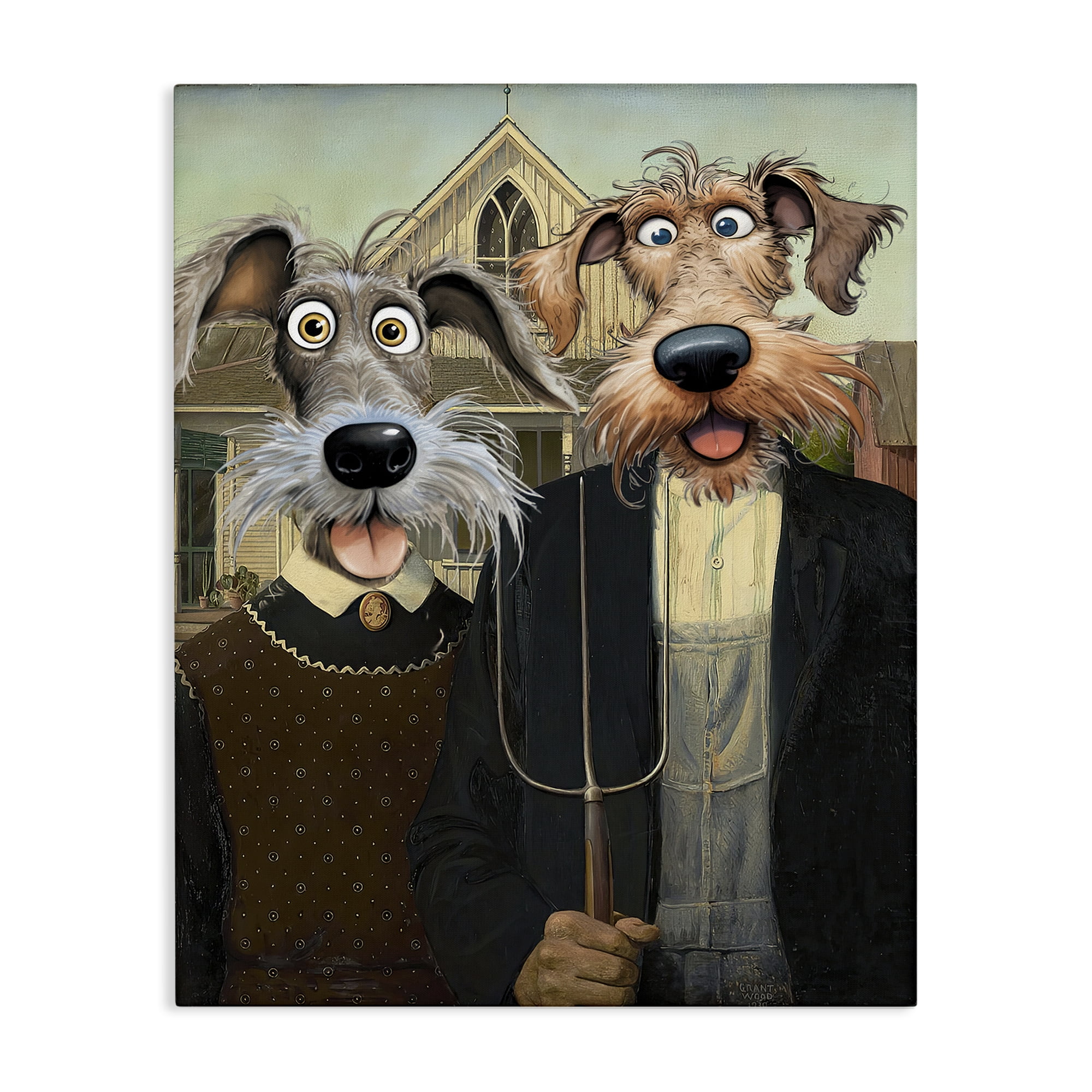 Stupell Industries American Gothic Pups Canvas Wall Art, design by Tina LeCour