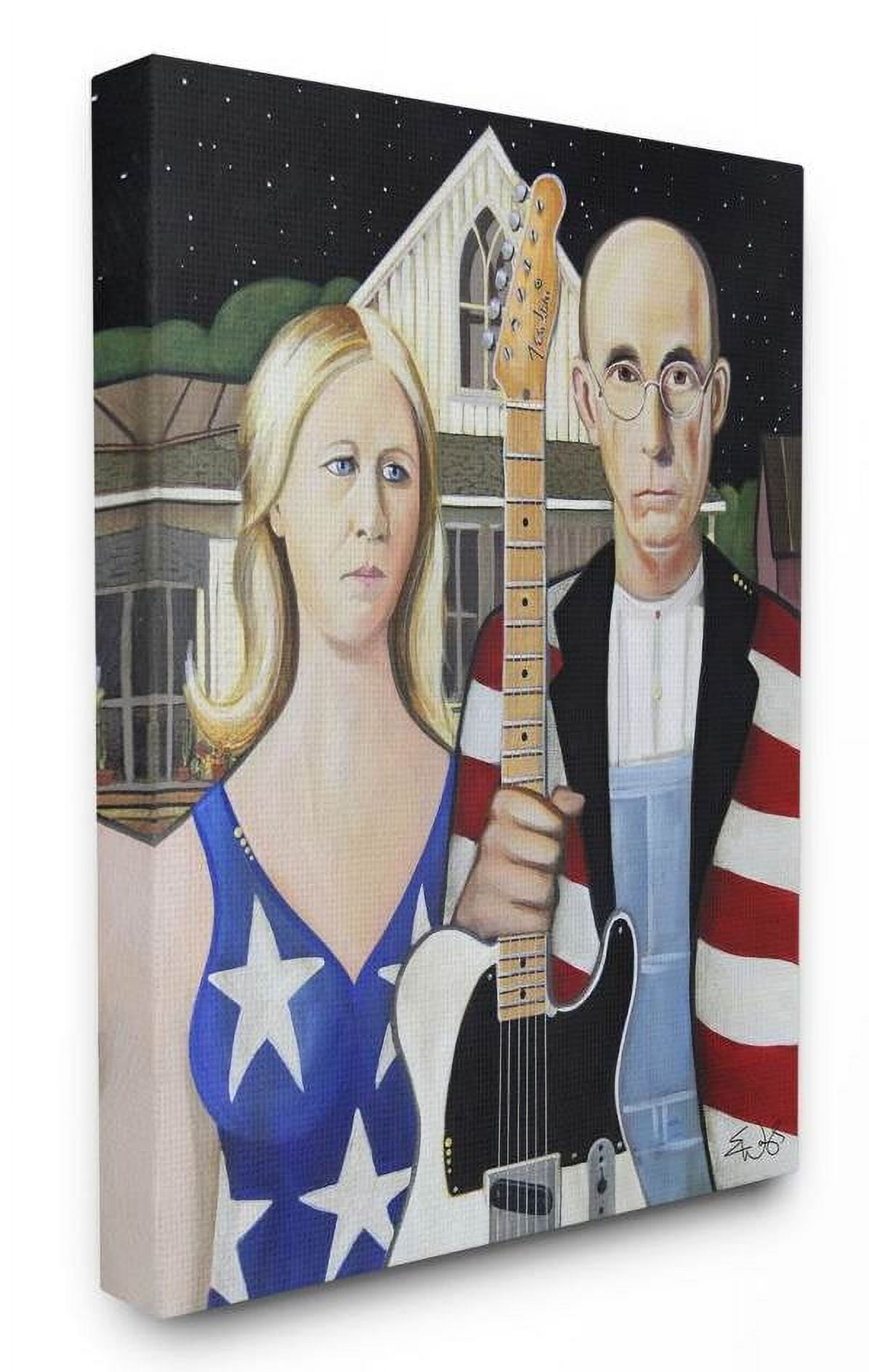 Stupell Industries American Gothic Rock Stars Classical Parody Modern Painting Canvas Wall Art by Eric Waugh