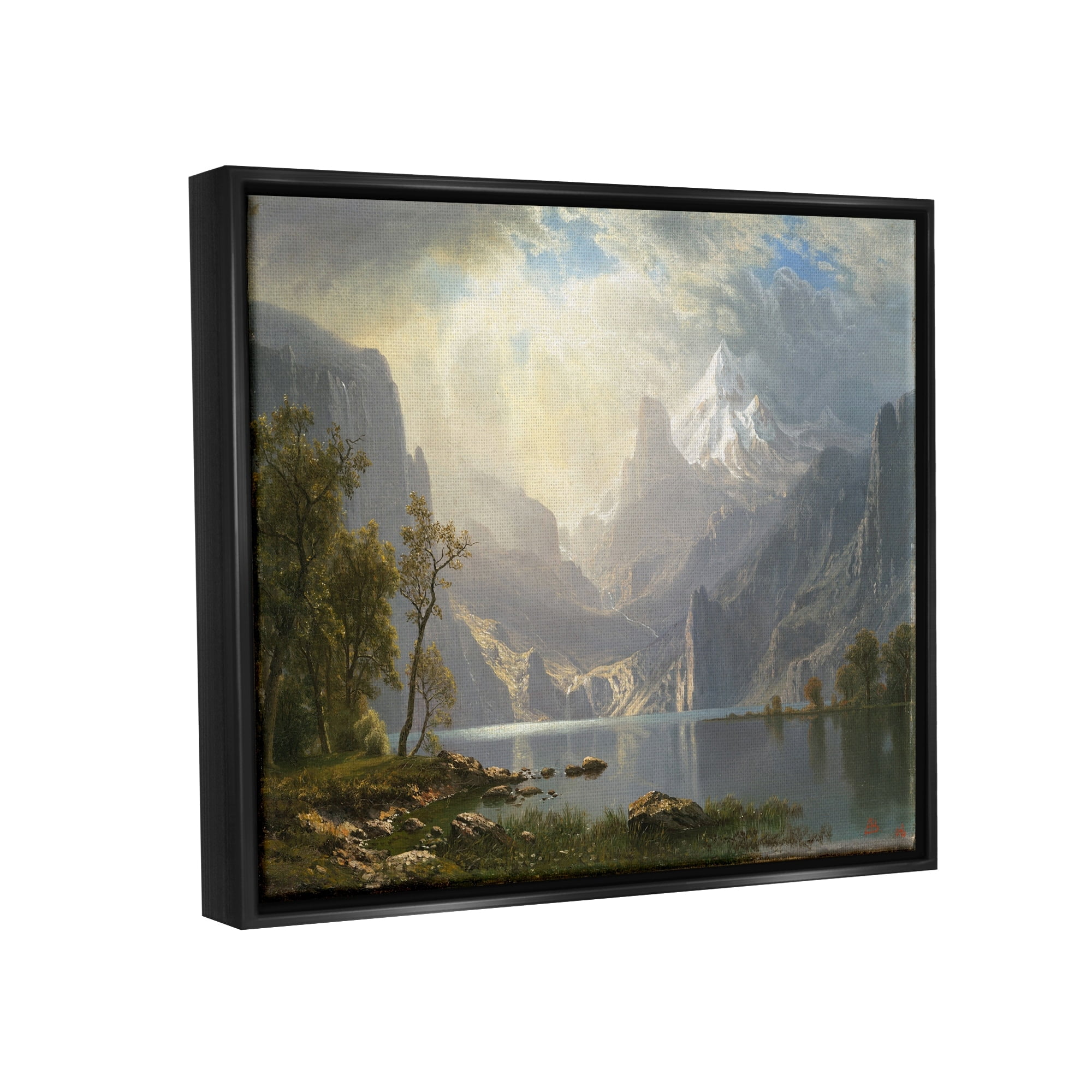 Stupell Industries American Landscape Classic Albert Bierstadt Luminous Painting Painting Jet Black Floating Framed Canvas Print Wall Art, Design by one1000paintings
