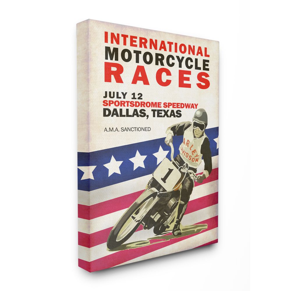 Stupell Industries American Motor Racing Sports Bike Vintage Poster Canvas Wall Art Design by Mark Rogan, 30" x 40"