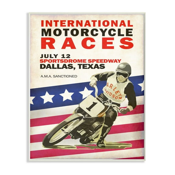 Stupell Industries American Motor Racing Sports Bike Vintage Poster Graphic Art Unframed Art Print Wall Art, 10x15, by Mark Rogan