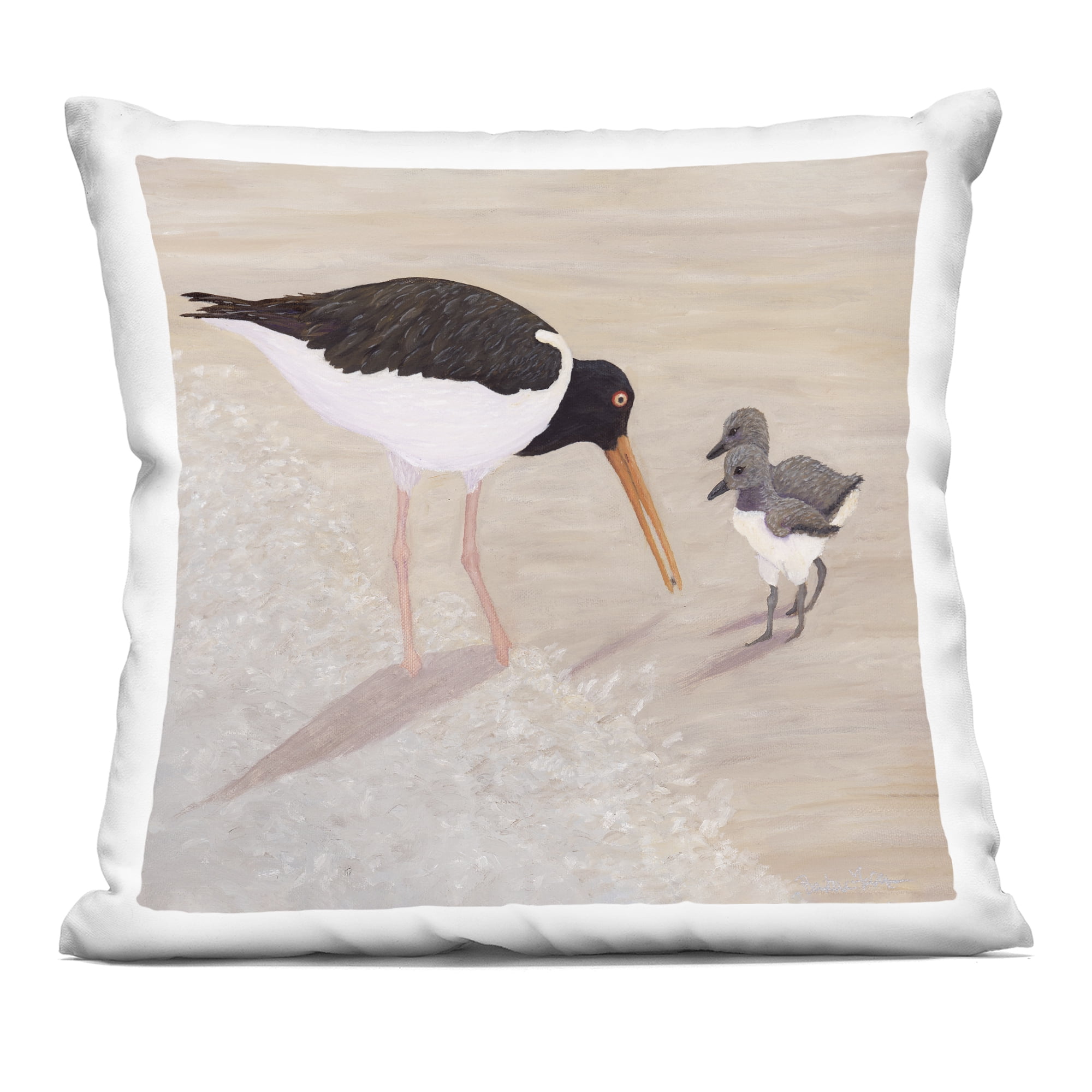 Stupell Industries American Oyster Catcher & Chicks Decorative Printed Throw Pillow, design by Barbara Fallenbaum