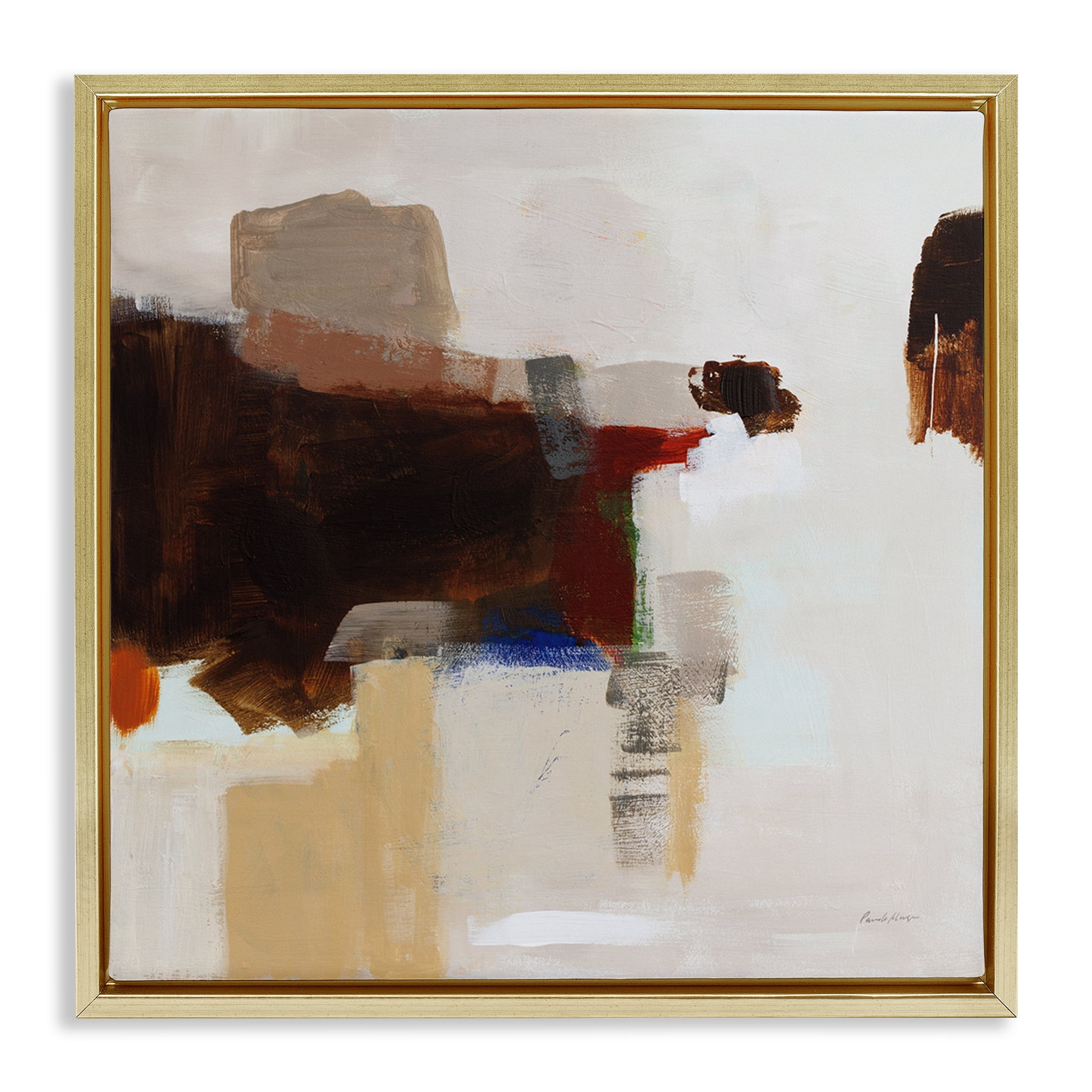 Stupell Industries American Rust Abstraction Abstract Painting Gold Floater Framed Canvas Art Print Wall Art, 25 x 25