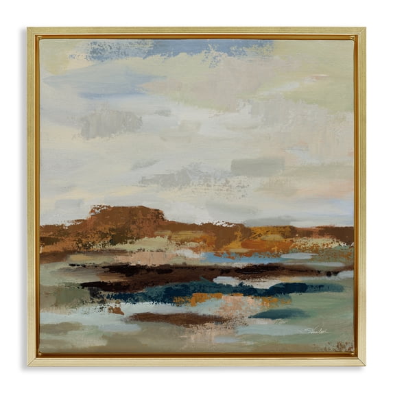 Stupell Industries Rustic Lodge American West Abstract Gold Floating Frame Canvas Art, 18 x 18, by Silvia Vassileva