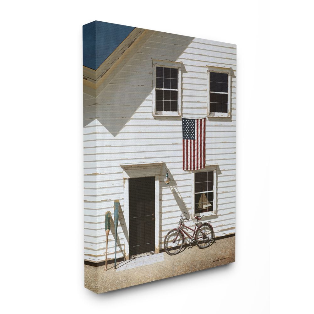 Stupell Industries Americana Cape House Front Vintage Realistic Painting Canvas Wall Art Design by Zhen-Huan Lu, 36" x 48"