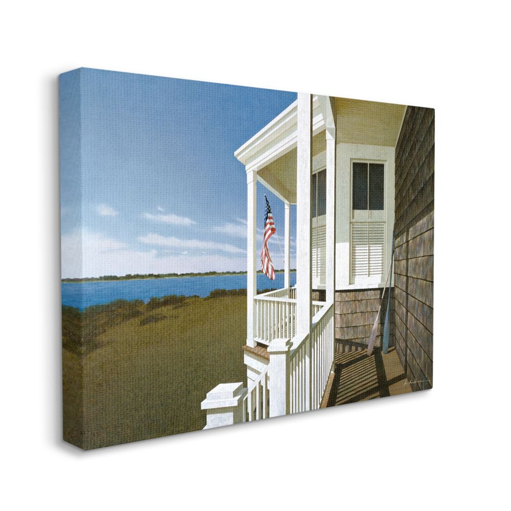 Stupell Industries Americana Cottage Porch Realistic Coastal Painting Canvas Wall Art Design by Zhen-Huan Lu, 16" x 20"