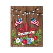 Stupell Industries Americana Country Garland Holiday Painting Unframed Art Print Wall Art, 11 x 14