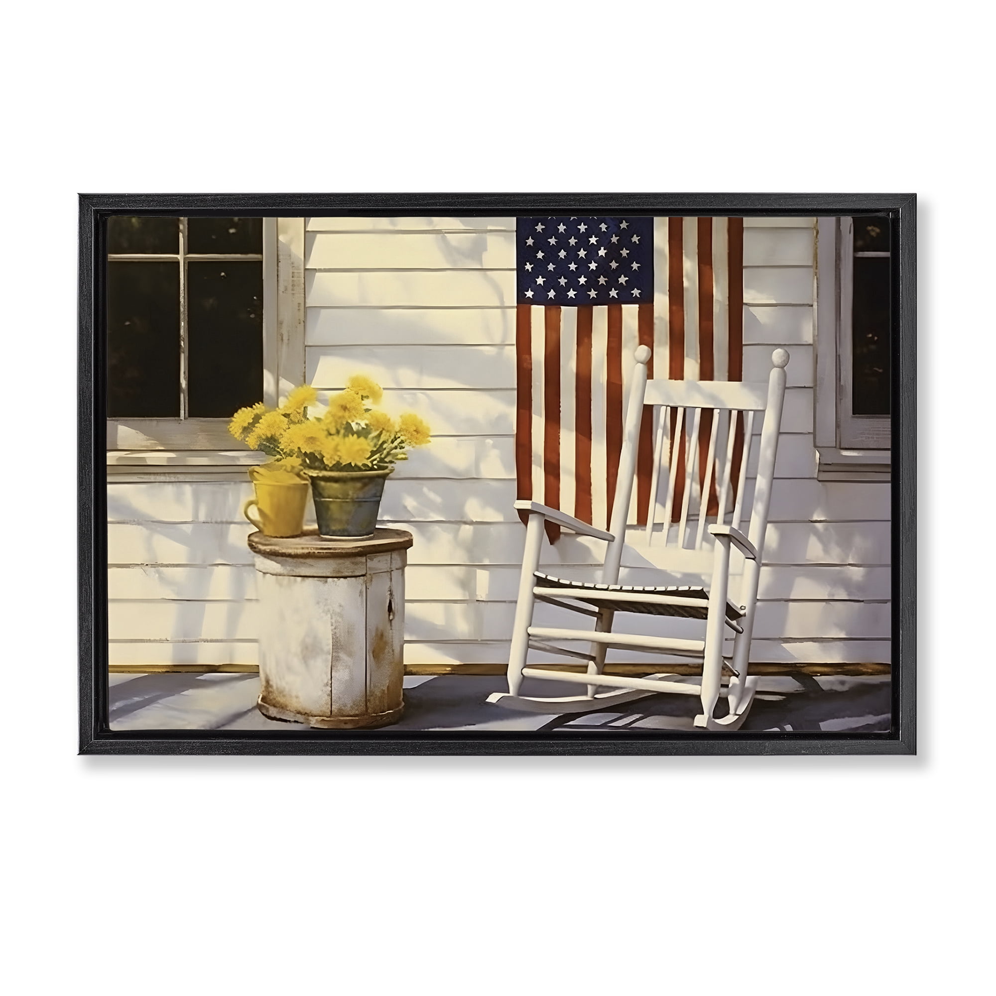 Stupell Industries Americana Deco Scene Travel & Places Painting Black Floater Framed Canvas Art Print Wall Art, 25 x 17