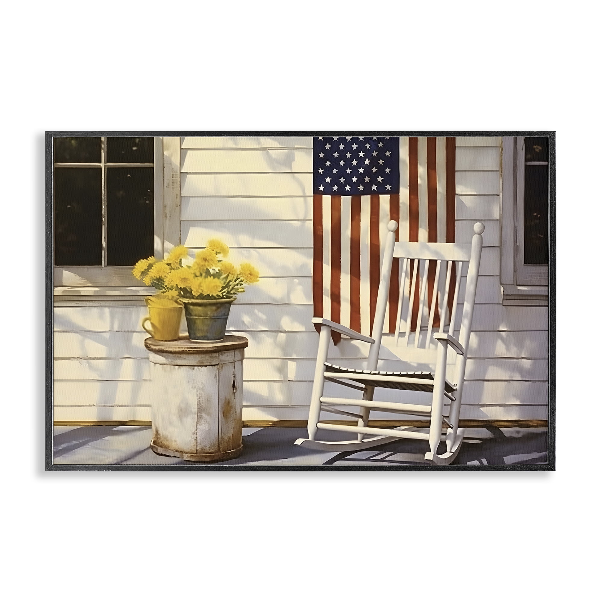 Stupell Industries Americana Deco Scene Travel & Places Painting Black Framed Art Print Wall Art, 24 x 16
