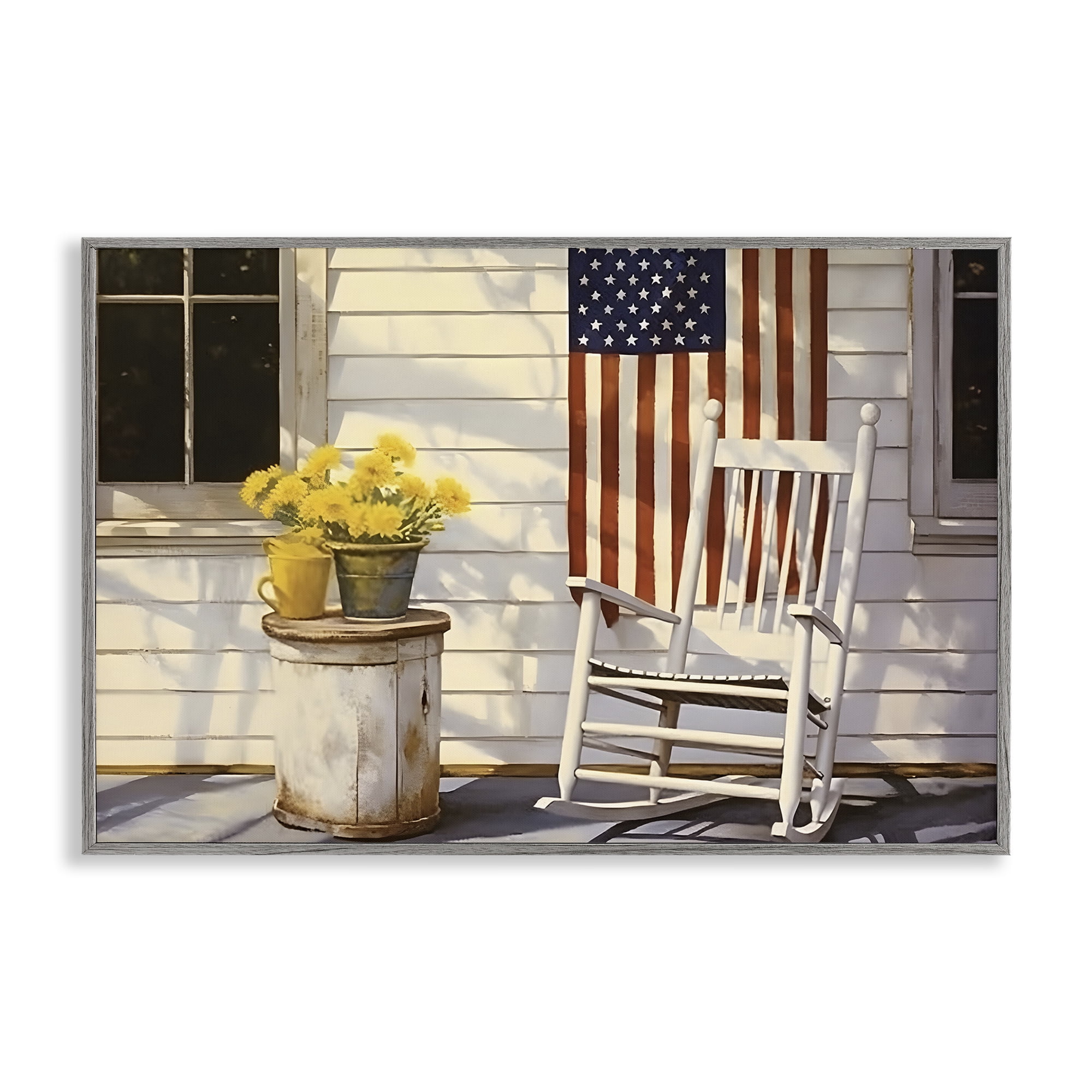 Stupell Industries Americana Deco Scene Travel & Places Painting Gray Framed Art Print Wall Art, 30 x 20