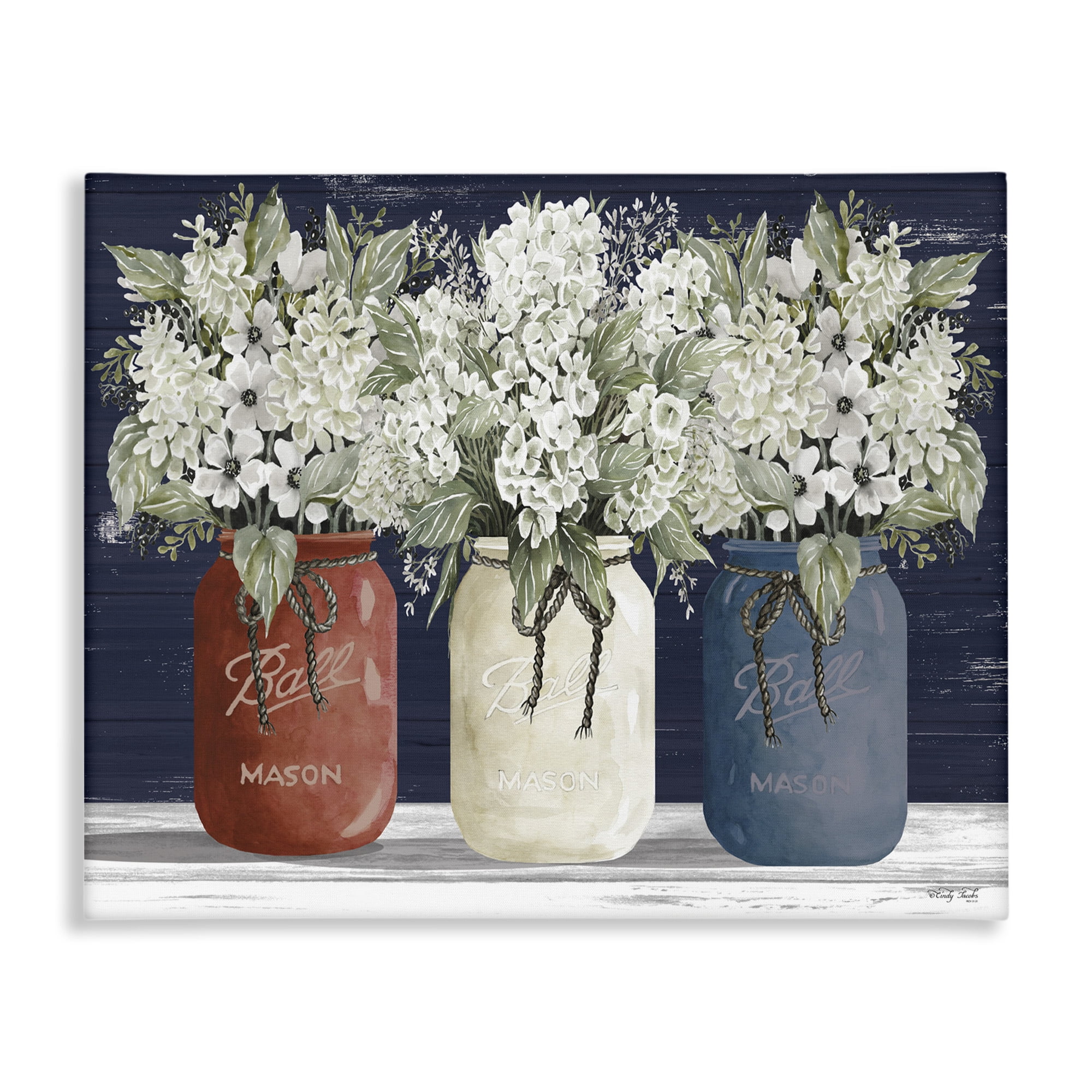 Stupell Industries Americana Floral Bouquets Rustic Flowers Country Pride Canvas Wall Art Design by Cindy Jacobs, 36" x 48"