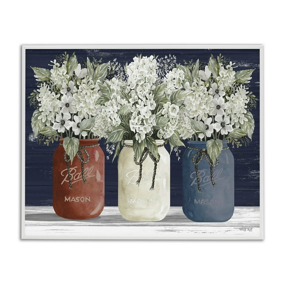 Stupell Industries Americana Floral Bouquets Rustic Flowers Country Pride Paintings White Framed Art Print Wall Art, 16x20, by Cindy Jacobs