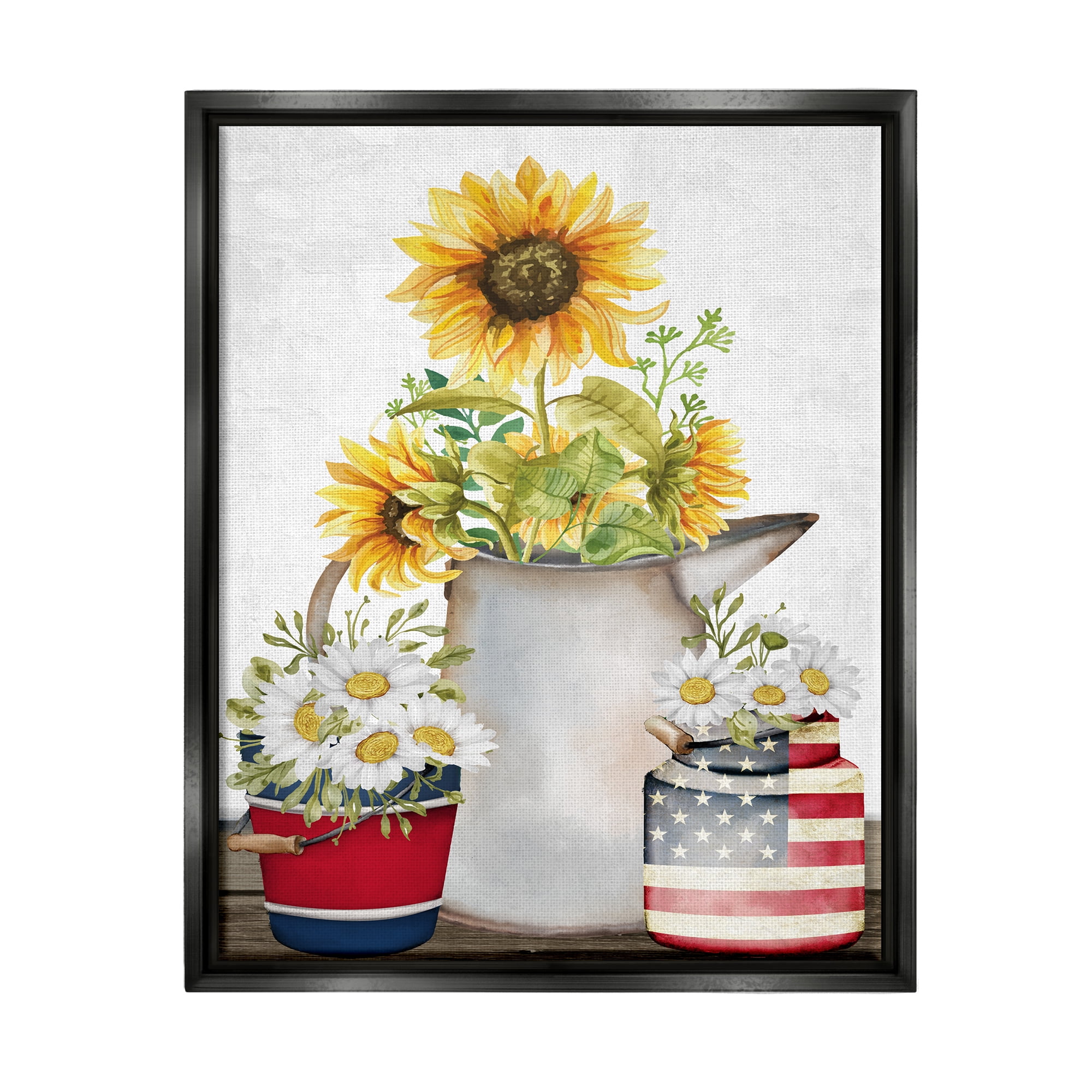 Stupell Industries Americana Flower Bouquets Botanical & Floral Painting Black Floater Framed Art Print Wall Art, 17 x 21