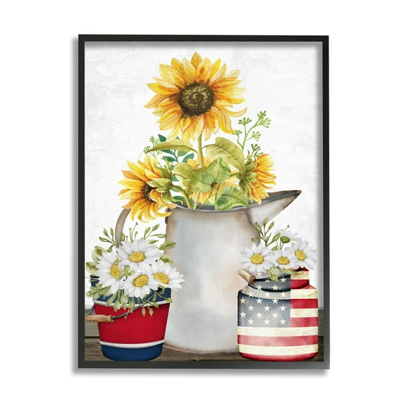 Stupell Industries Americana Flower Bouquets Botanical & Floral Painting Black Framed Art Print Wall Art, 11 x 14