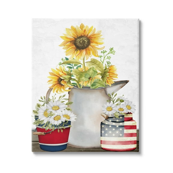 Stupell Industries Americana Flower Bouquets Botanical & Floral Painting Gallery Wrapped Canvas Print Wall Art, 16 x 20