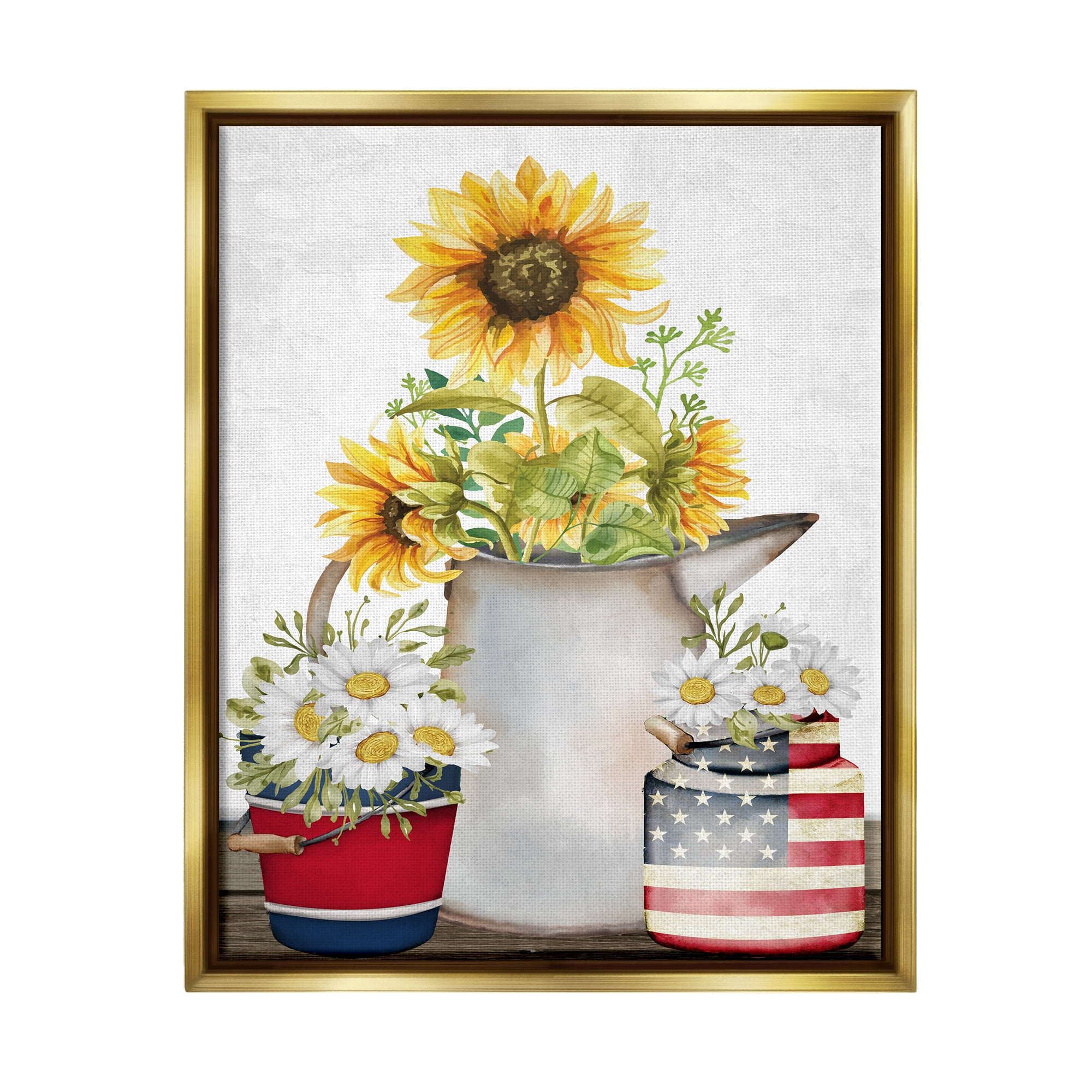 Stupell Industries Americana Flower Bouquets Botanical & Floral Painting Gold Floater Framed Art Print Wall Art, 17 x 21
