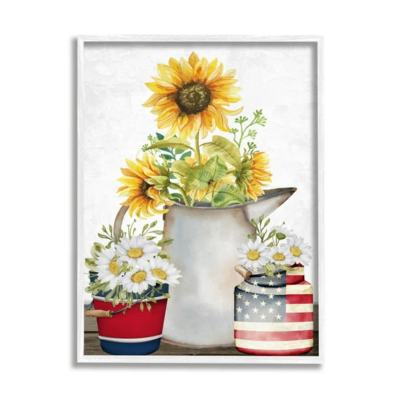 Stupell Industries Americana Flower Bouquets Botanical & Floral Painting White Framed Art Print Wall Art, 24 x 30