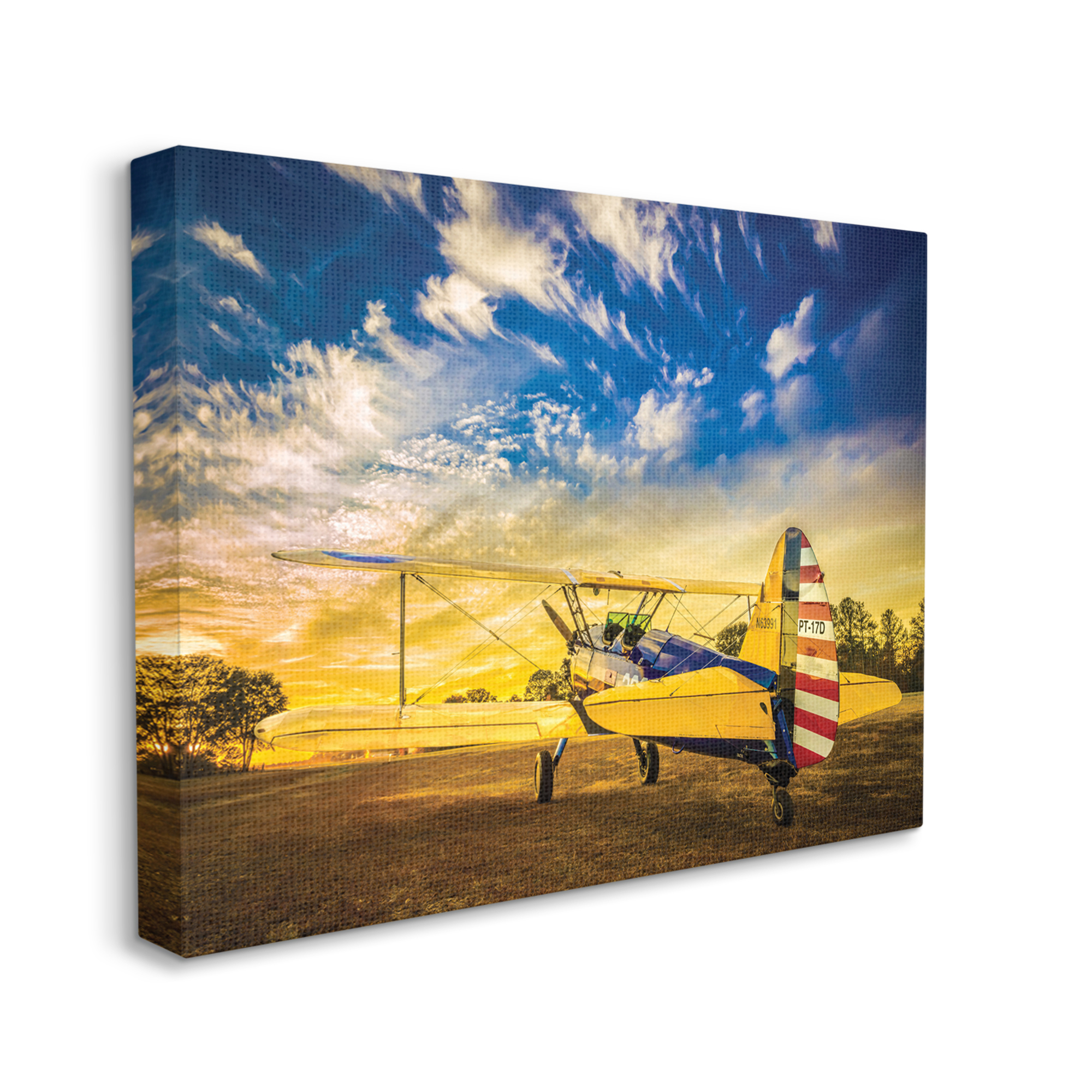 Stupell Industries Americana Plane Open Field Early Evening Sky,24 x 30,Designed by John Slemp
